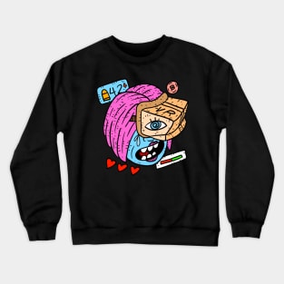 VR gaming. virtual reality. a trippy sticker doodle. Crewneck Sweatshirt